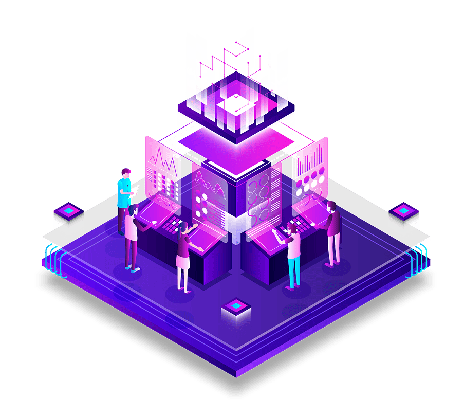 Ilustração isométrica do processo AI Models